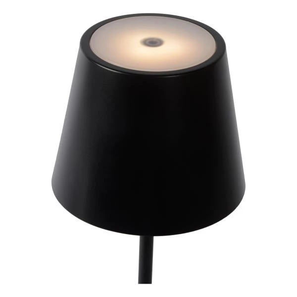 Lucide JUSTIN - Lampe de table Rechargeable Intérieur/Extérieur - Batterie/Piles - Ø 11 cm - LED Dim. - CCT - 1x2,2W 2700K/3000K - IP54 - Noir - détail 4